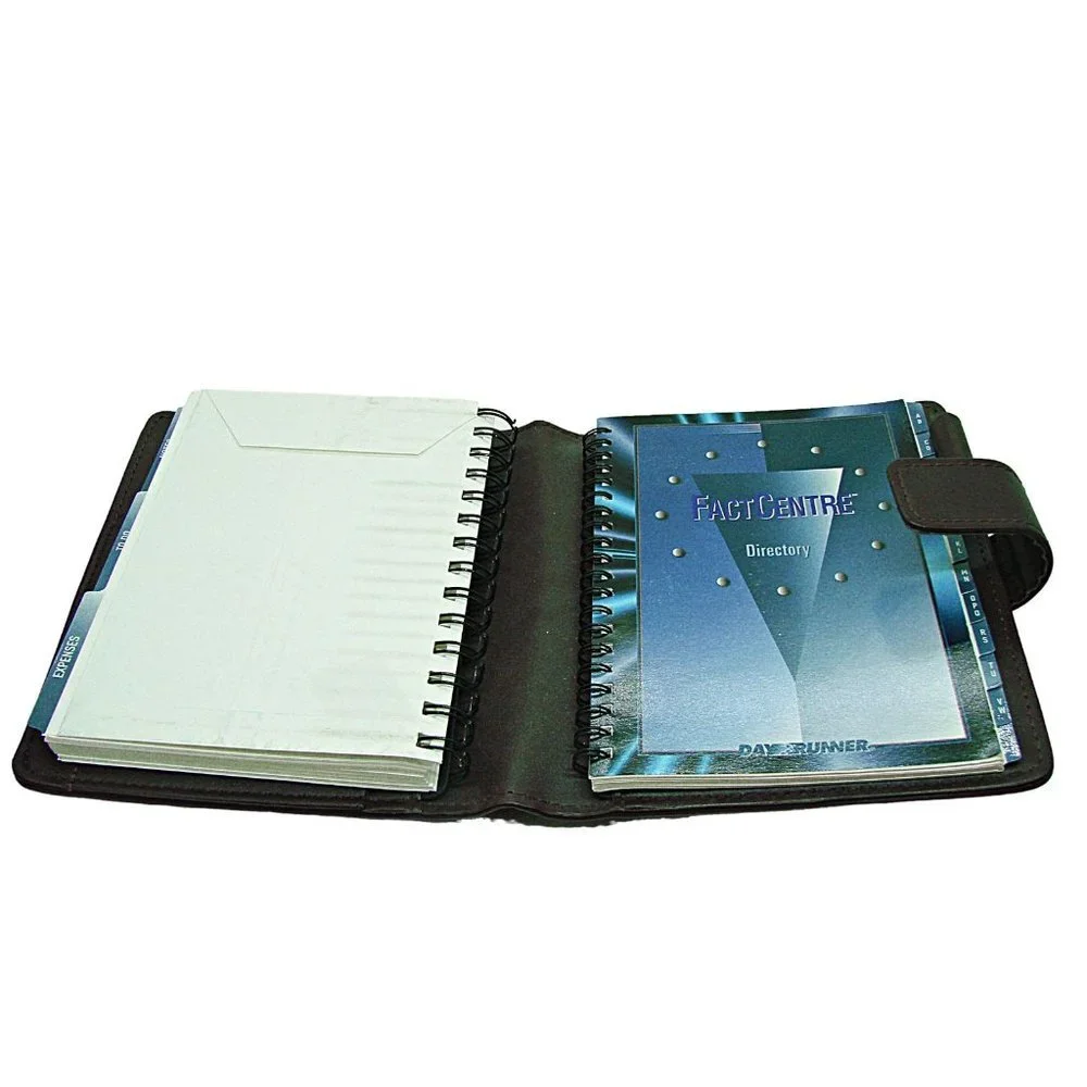 Dayrunner Snap Closure Fact Center Personal Organizer Planner Brown Burgundy